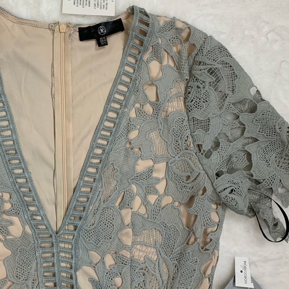 NWT Missguided Lace Laser Cut Ladder Stitch Romper In Grey - Picture 5 of 7